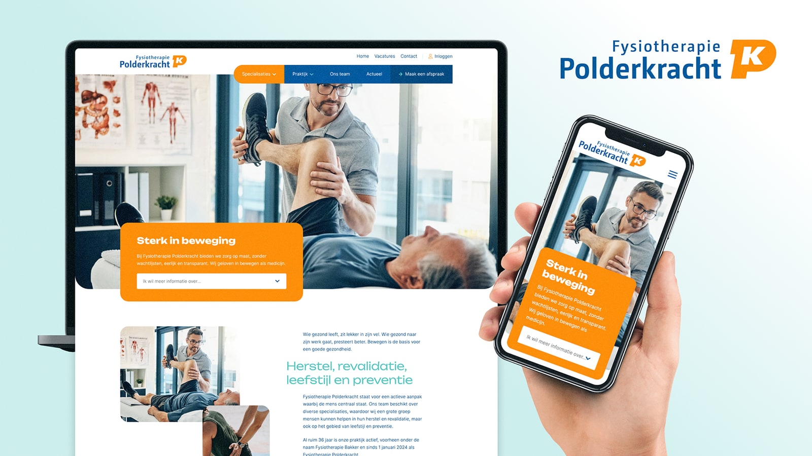 De website van Fysiotherapie Polderkracht, gemaakt door REUS