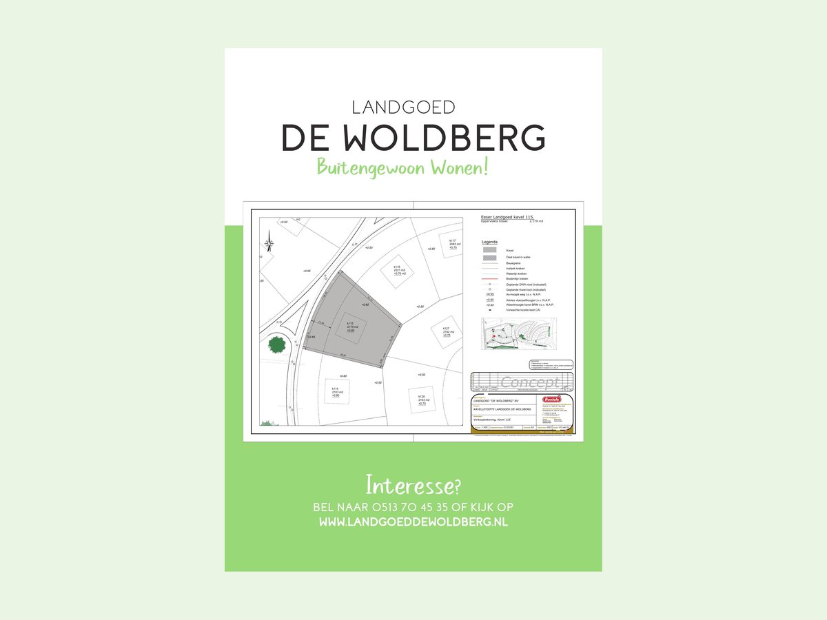 Ontwerp van een kavelbordje voor Landgoed de Woldberg