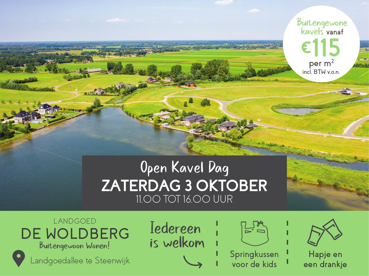 Uiting voor de Open Kavel Dag op 3 oktober van Landgoed de Woldberg
