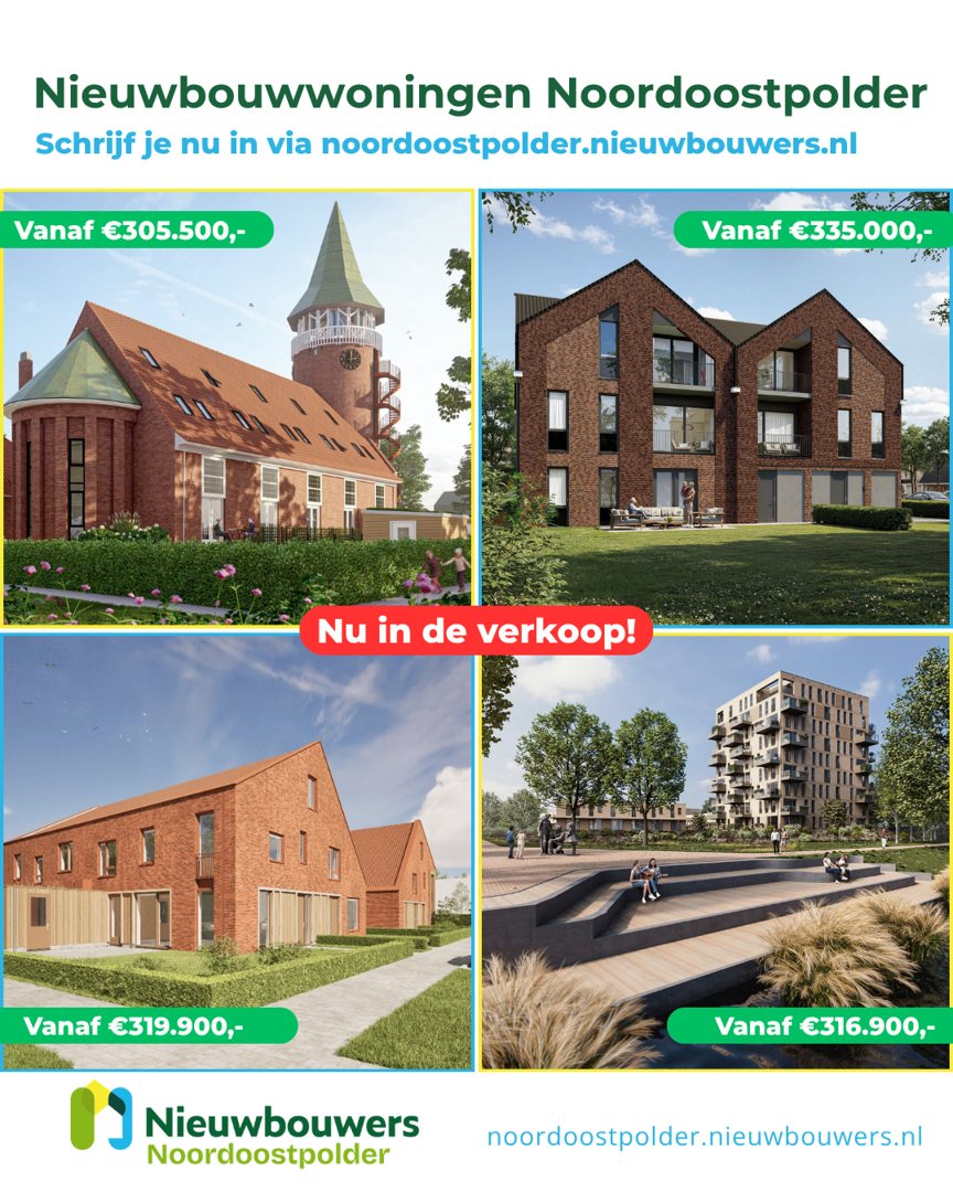 Campagnebeeld van Nieuwbouwers voor nieuwbouwwoningen in de Noordoostpolder