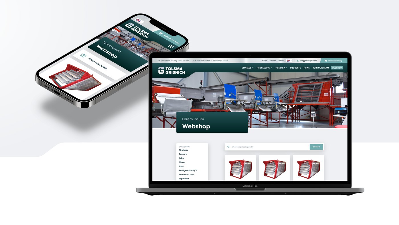 De webshop van Tolsma-Grisnich op laptop en telefoon